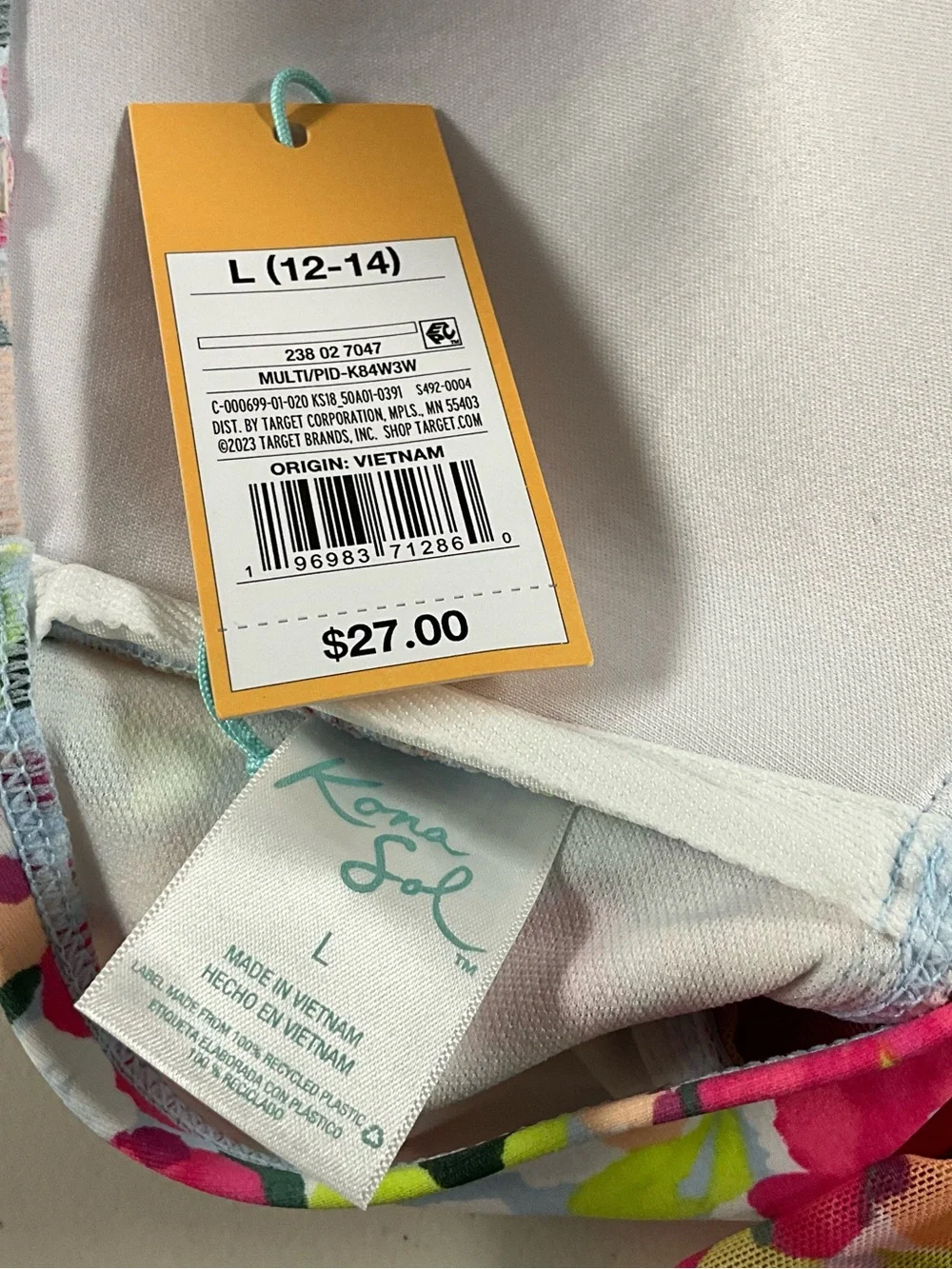 Kona Sol Floral Strapless in Pink, Peach, Yellow and Green Large